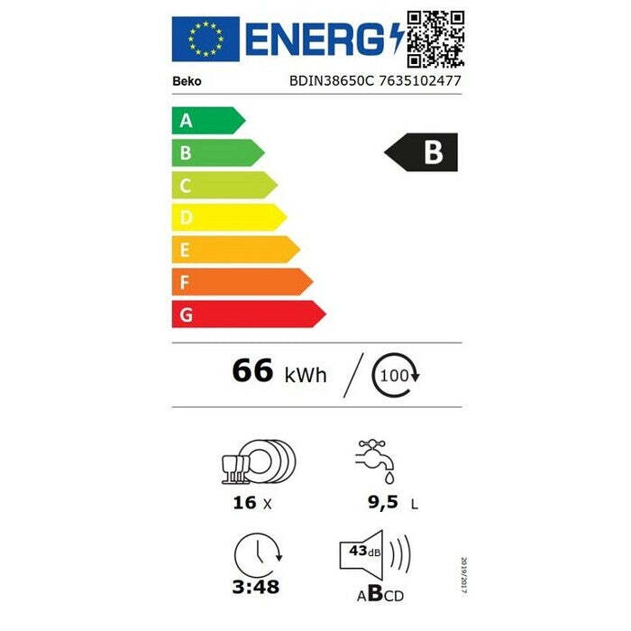 Vestavná umývačka riadu Beko BDIN38650C, 60 cm, 16 sád JAVÉ ZNÁMKY POUŽITIA