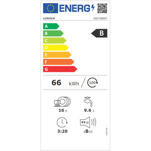 Voľne stojaca umývačka riadu Gorenje GS673B60X, B, 60cm