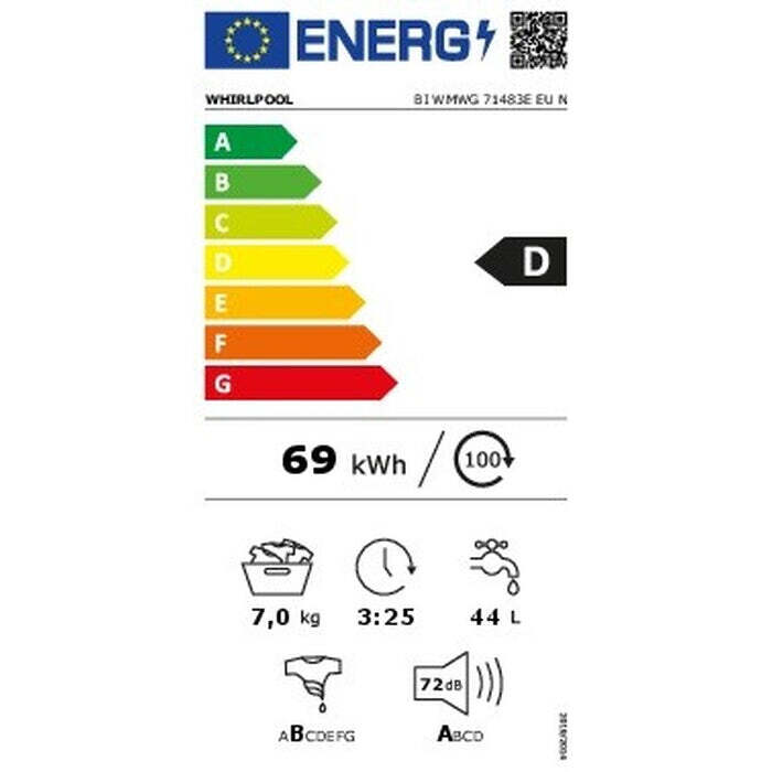 Vstavaná práčka Whirlpool BI WMWG 71483E EU N, 7 kg