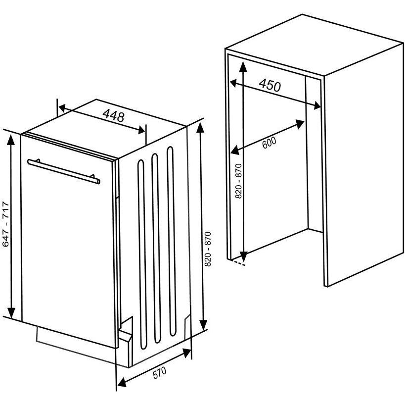 Vstavaná umývačka riadu Kluge KVD4511P, 45cm, 10sád