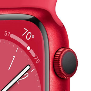 Apple Watch S8, 41mm, červená, športový remienok, červená