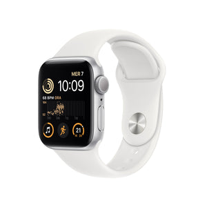 Apple Watch SE, 40mm, strieborná, športový remienok, biela POUŽIT