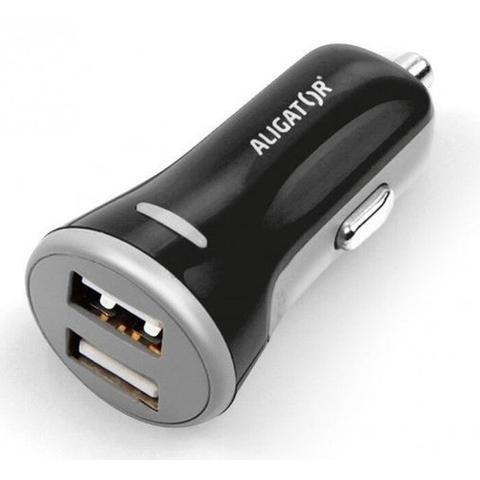 Autonabíjačka Aligator 3.4A,2xUSB,Smart IC,čierna,USB-C kábel