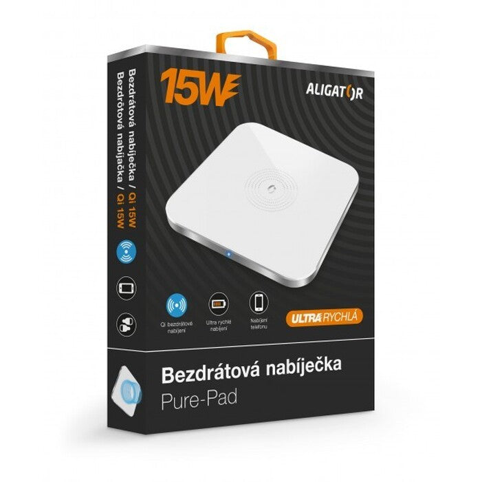 Bezdrôtová nabíjačka Aligator Pure-Pad 15W, biela