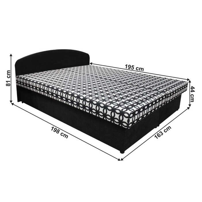 Čalúnená posteľ Anja 160x200, čierna, vrátane matraca