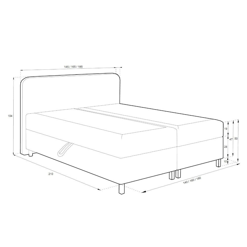 Čalúnená posteľ Ilse 180x200, sivá, vr. matraca a topera