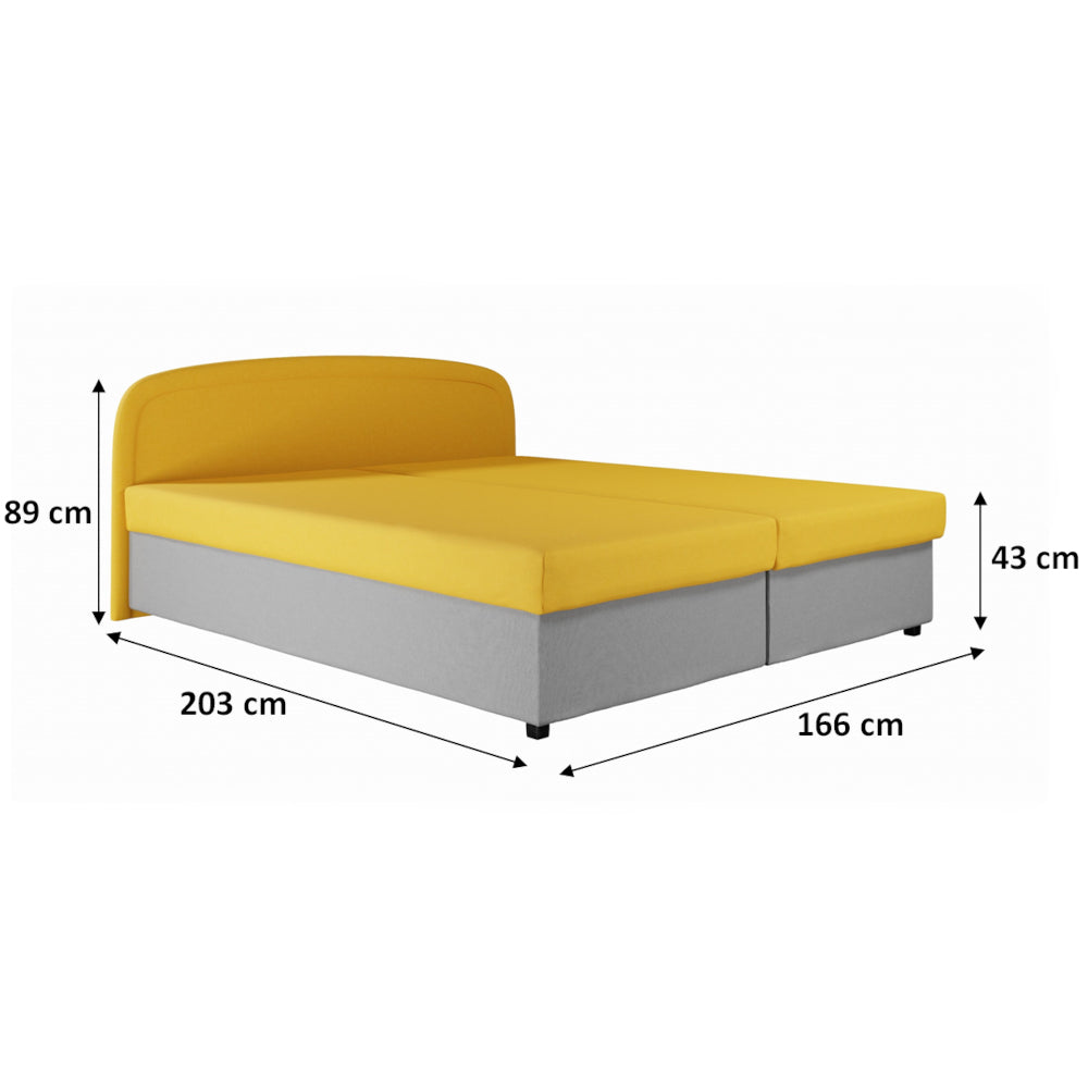 Čalúnená posteľ Zofie 160x200, žltá, vrátane matraca - II. akosť