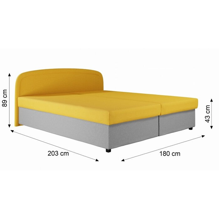 Čalúnená posteľ Zofie 180x200, žltá, vr.matraca a ÚP - II. akosť