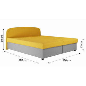Čalúnená posteľ Zofie 180x200, žltá, vr.matraca a ÚP - II. akosť