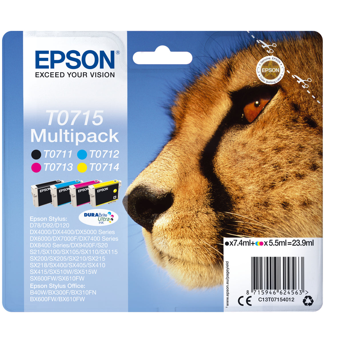 Epson originálny ink C13T07154012, CMYK, 23.9ml