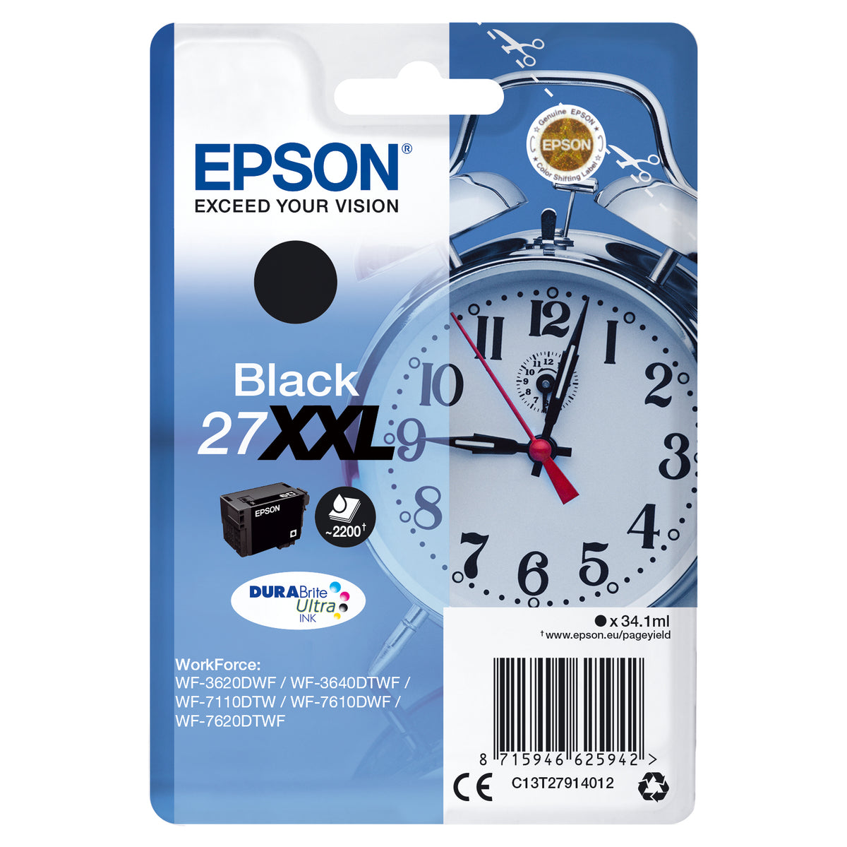 Epson originálny ink C13T27914012, 27XXL, black, 34,1ml