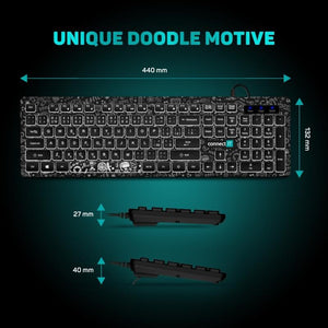 CONNECT IT DOODLE drôtová podsvietená USB klávesnica, CZ, SK