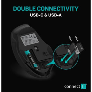 CONNECT IT Dual SmartSwitch bezdrôtová myš, USB-A + C