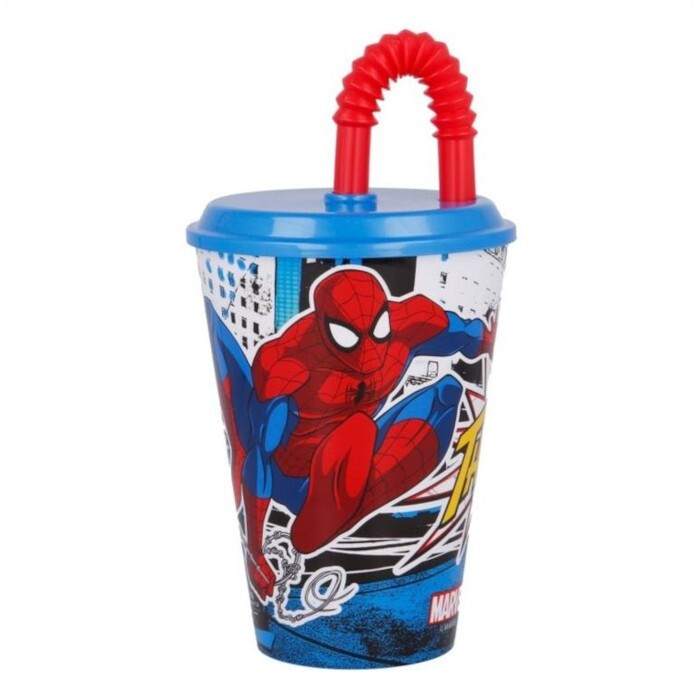 Plastový kelímok so slamkou Marvel Spiderman, 430ml