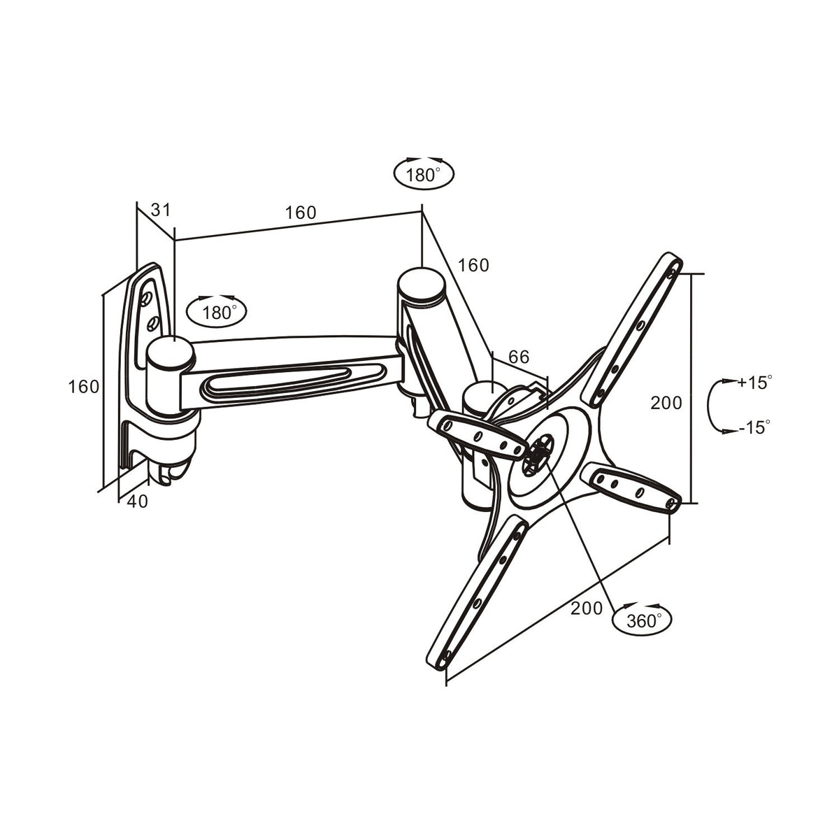 Držiak Connect IT AQ A2 CI-40, 17&quot;-37&quot;, 20kg, kĺbový