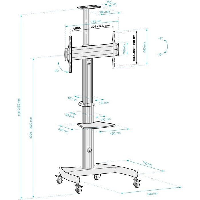 Držiak TV Connect IT CMH-9300-SL, 37&quot;-75&quot;, 50kg, pojazdný