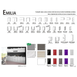 Emilia - Kuchyňa rohová, 150/250 cm P (biela, PD čierna)
