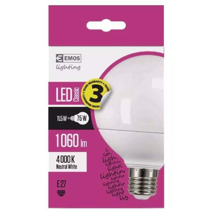 Emos ZQ2151 LED žiarovka Classic Globe 11,5W E27 neutrálna biela