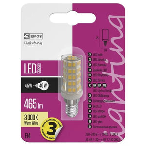 Emos ZQ9140 LED žiarovka Classic JC F 4,5W E14 teplá biela