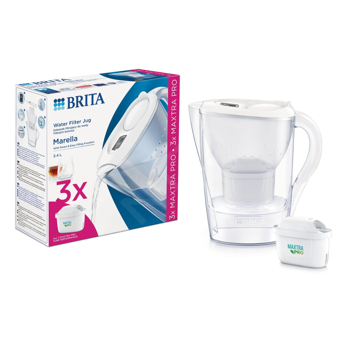 Filtračná kanvica Brita Marella 2024, 2,4 l + 3 v.filtre,biela