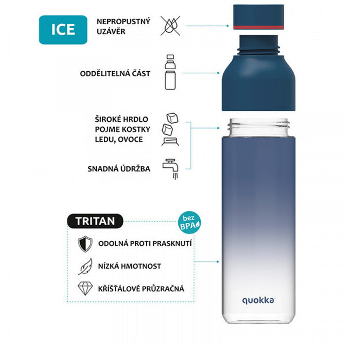 Fľaša z tritánu Quokka Ice Príroda, 430ml, s remienkom