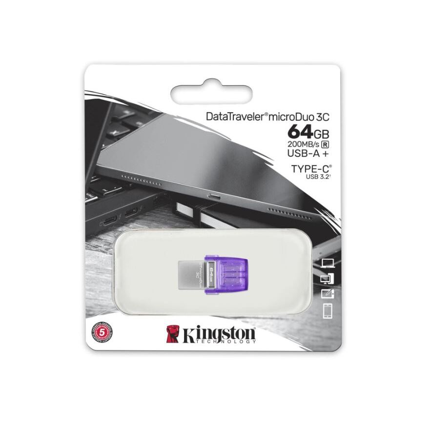 Flash disk Kingston DataTraveler 64GB, 200MB/s, duálny USB C