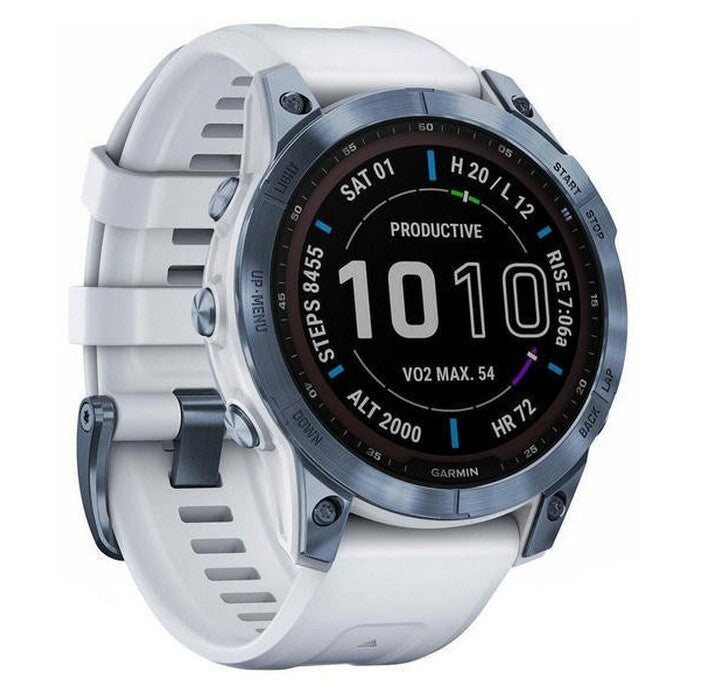 Garmin Fenix ??7 Pro Sapphire Solar/Titan, modrá/biely remienok