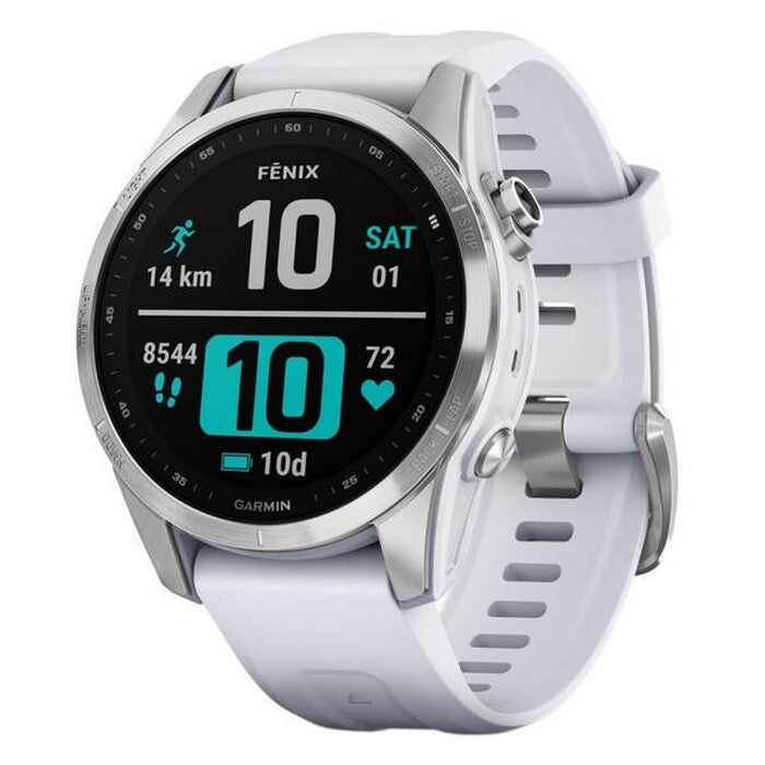 Garmin Fenix ??7S Pro Glass, strieborná/biely remienok