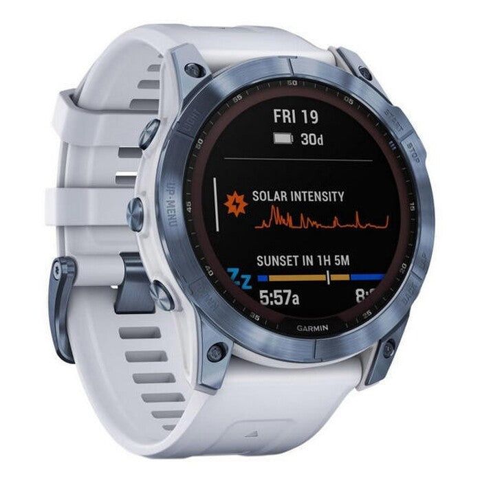 Garmin Fenix ??7X Pro Sapphire Solar/Titan, modrá/biely remienok