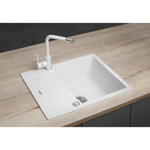 Granitový drez s odkvapom Concept DG05C45WH Cubis, biely