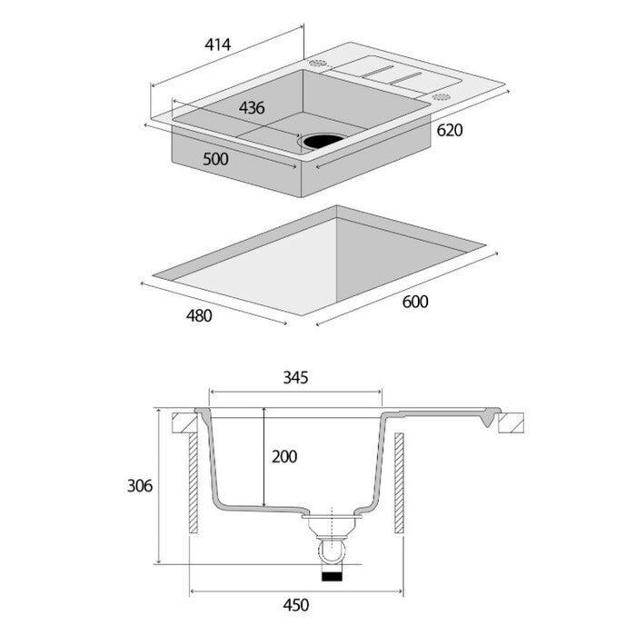 Granitový drez s odkvapom Concept DG05C45WH Cubis, biely