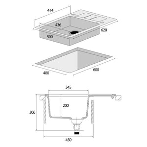 Granitový drez s odkvapom Concept DG05C45WH Cubis, biely