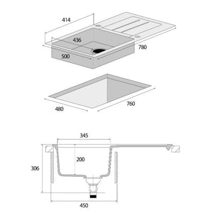 Granitový drez s odkvapom Concept DG10C45WH Cubis, biely