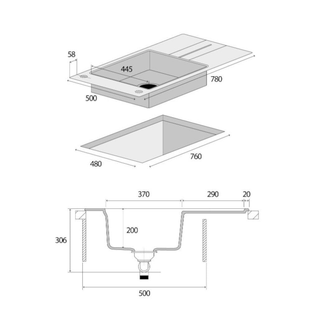 Granitový drez s odkvapom Concept Nobles DG10N50wh