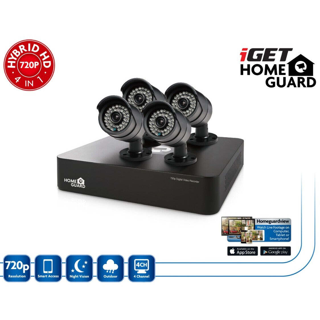 iGET HGDVK46704 - CCTV 4CH DVR + 4xHD kamera 720p