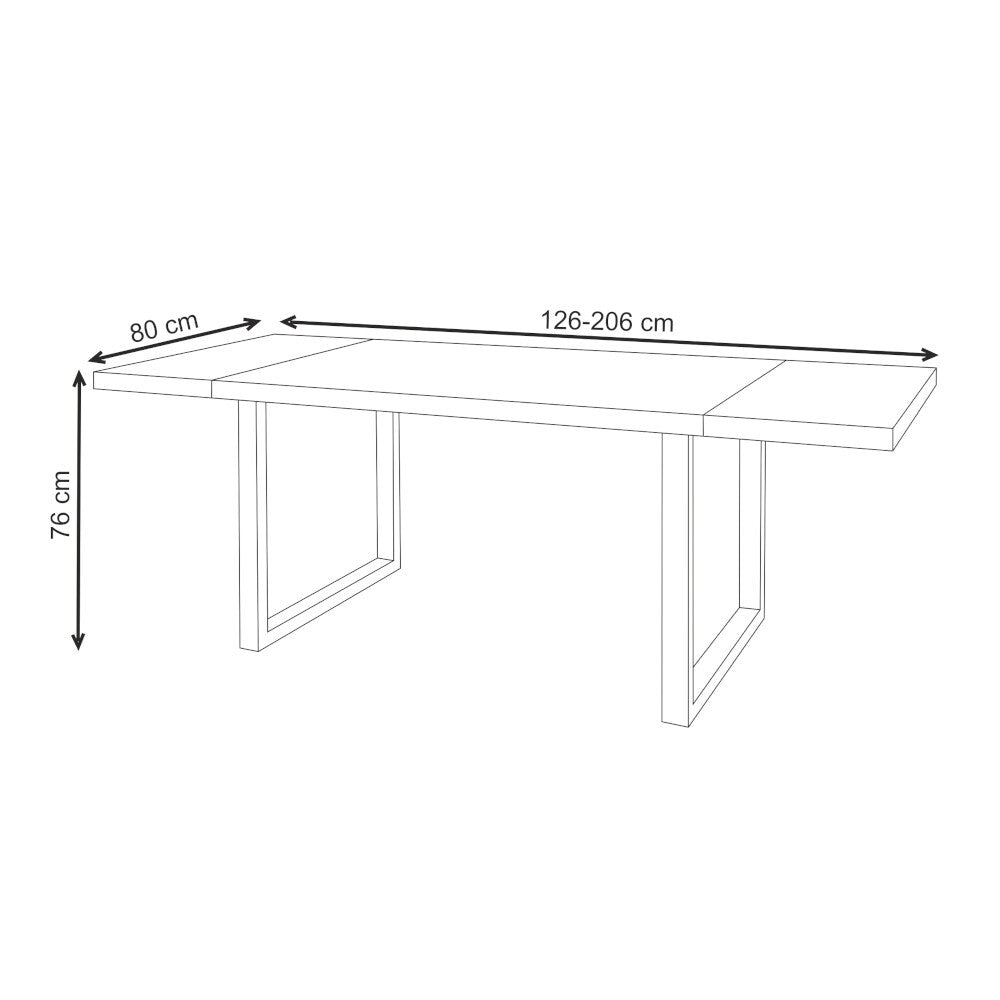 Jedálenský stôl Honduras rozkladací 126-206x76x80 cm dub, čierna