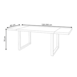 Jedálenský stôl Honduras rozkladací 126-206x76x80 cm dub, čierna