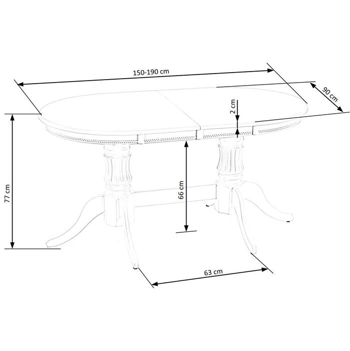 Jedálenský stôl Joso rozkladacia 150-190x77x90 cm (biela)