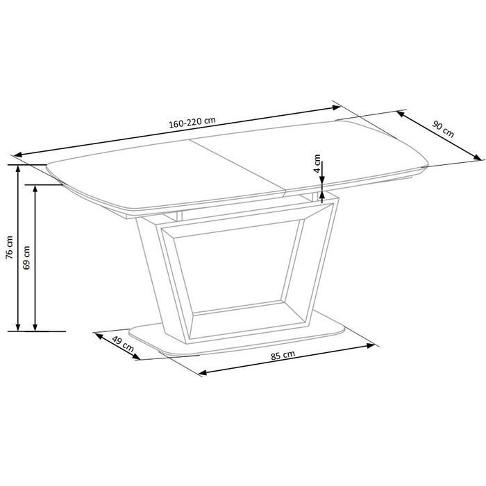 Jedálenský stôl Ozzy rozkladací 160-220x76x90 cm (dub, čierna)