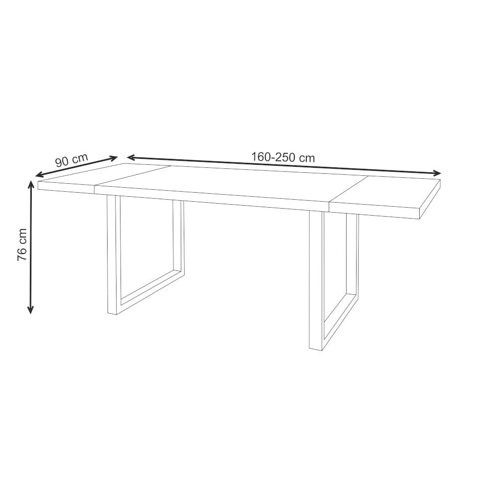 Jedálenský stôl Palikir rozkladací 160-250x76x90 cm dub, čierna