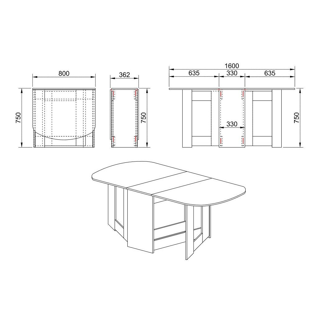 Jedálenský stôl rozkladací Jannick 160x75x80 cm - II. akosť