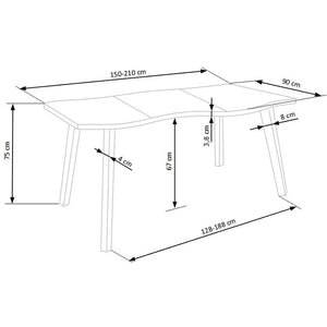 Jedálenský stôl Seline rozkladací 150-210x75x90 cm (dub, čierna)