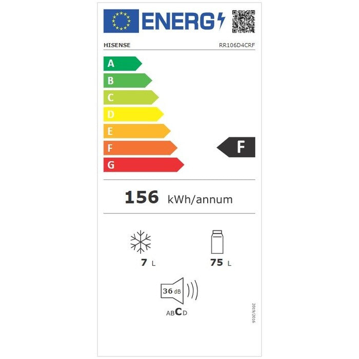 Jednodverová chladnička s mrazničkou retro Hisense RR106D4CRF