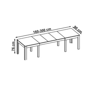 Jídelní stůl Selyn rozkládací 160-300x76x90 cm (dub, bílá) - ROZBALENÉ