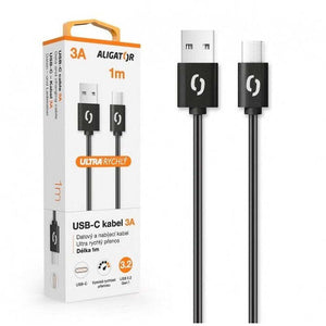 Kábel Aligator Power 3A, USB-C 1m, čierna