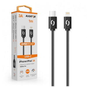 Kábel Aligator Power 3A, USB-C na Lightning, čierny