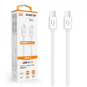 Kábel Aligator Power 3A, USB-C na USB-C, biely