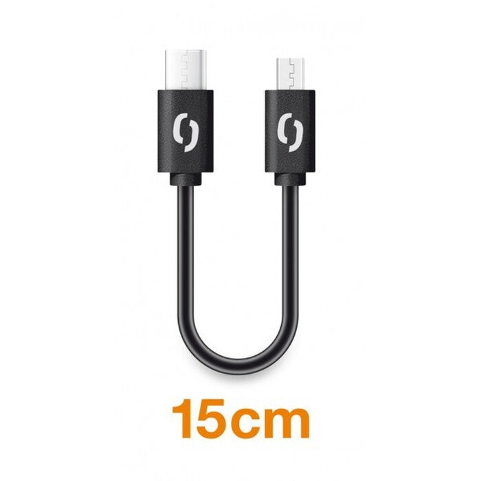 Kábel Aligator Power, USB-C na microUSB, 15cm, čierna