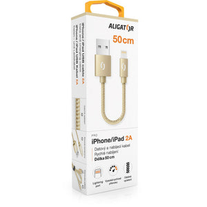 Kábel Aligator Premium 2A, Lightning na USB, 50cm, zlatá