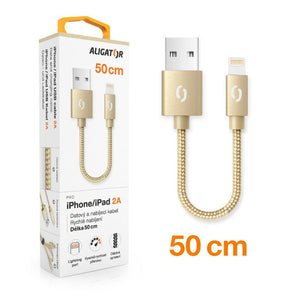 Kábel Aligator Premium 2A, Lightning na USB, 50cm, zlatá